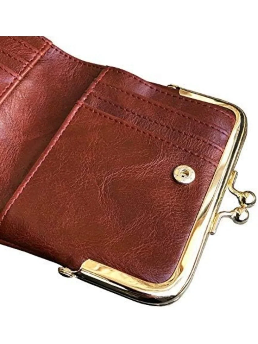 Compact RFID Women's Wallet - Vintage Leather Bifold Coin Purse with Zipper